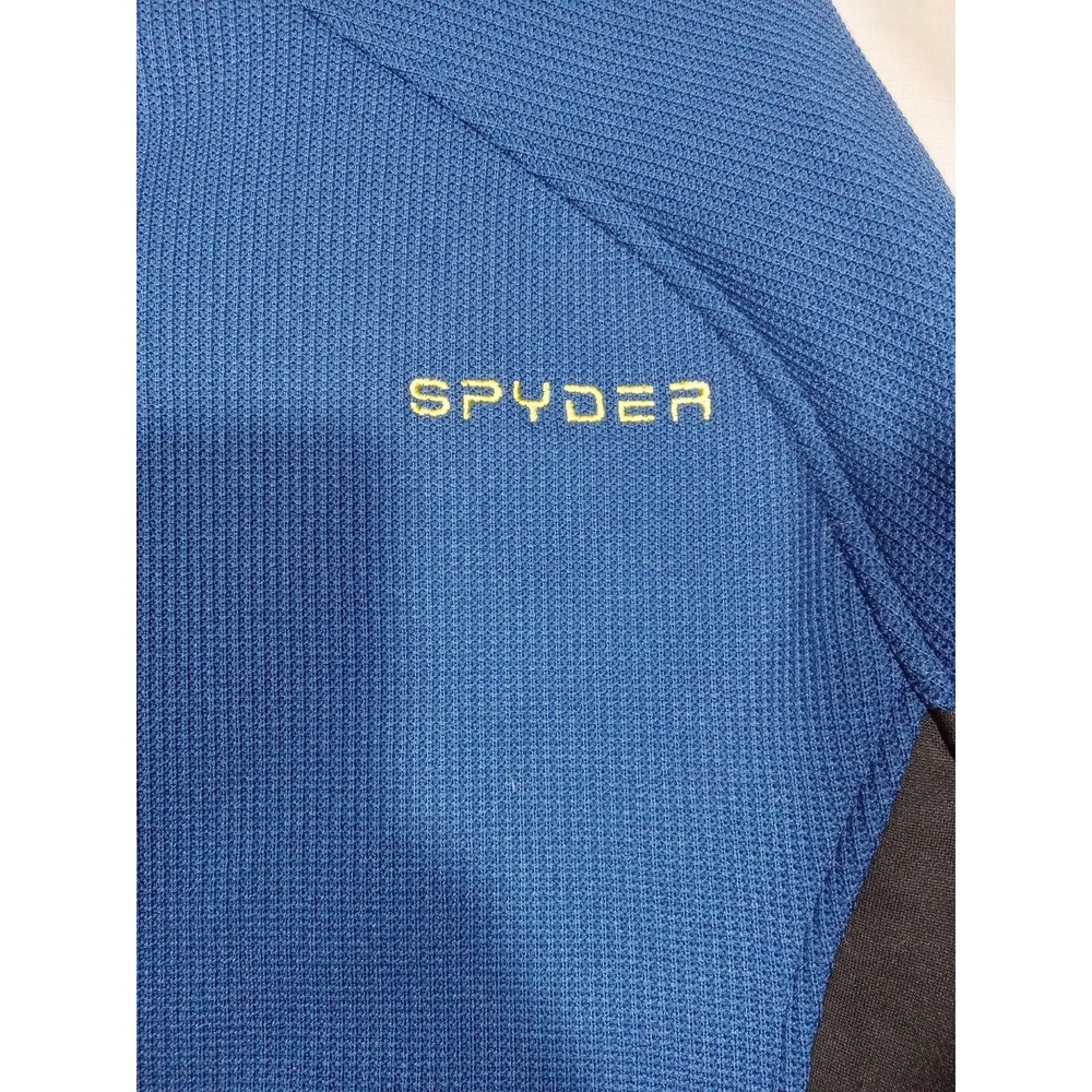 Spyder Sweater Mens Large Blue Black 1/4 Zip Fleece Pullover Skiing Core Sweater - Picture 6 of 8